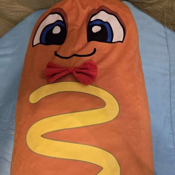 Jumbo Corndog Plush Bean Bag Stuffed Animal 50”  Classic Toy Carnival Bow Tie - Picture 6 of 16